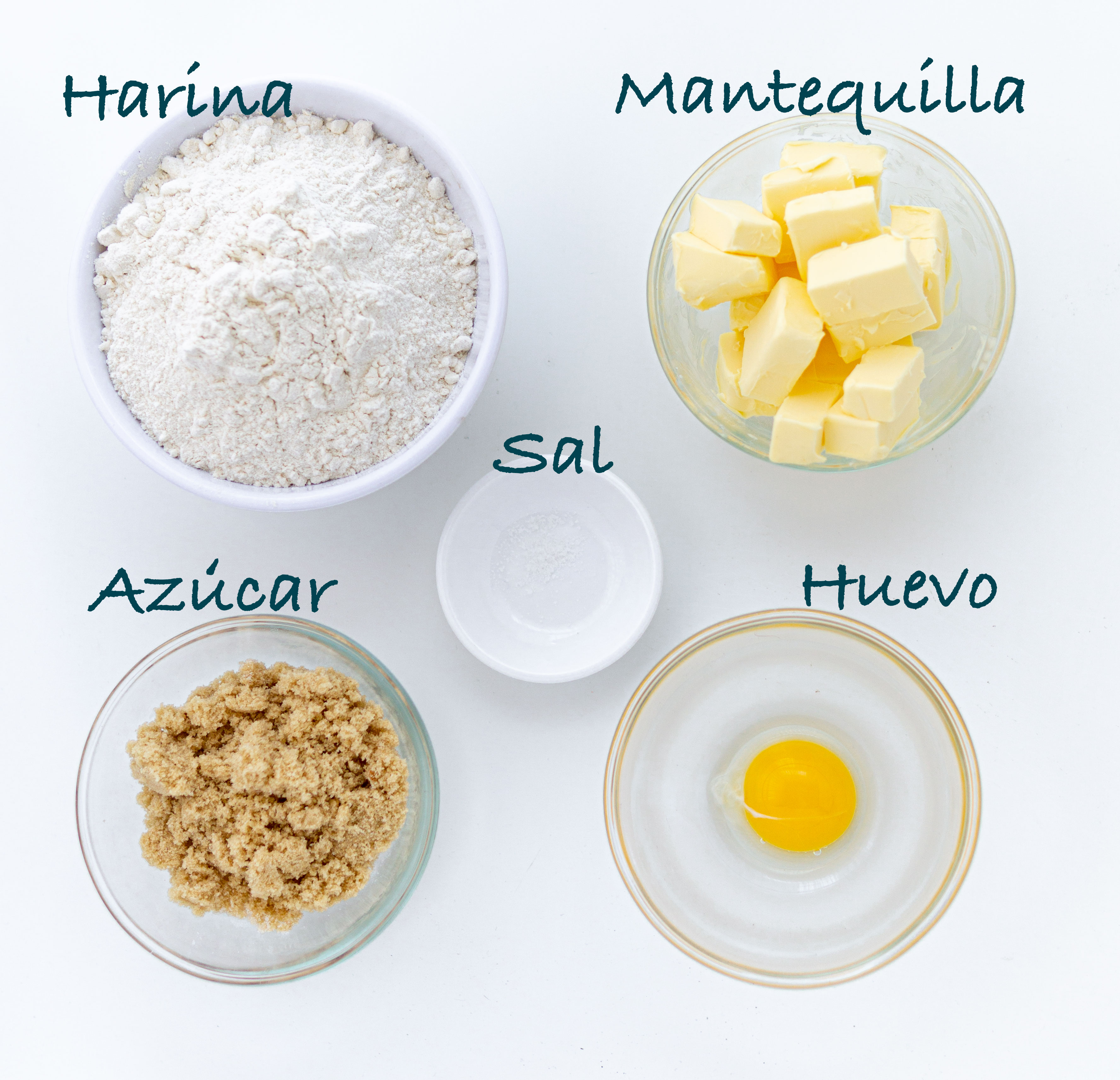 Ingredientes para masa de galletas rellenas de mermelada